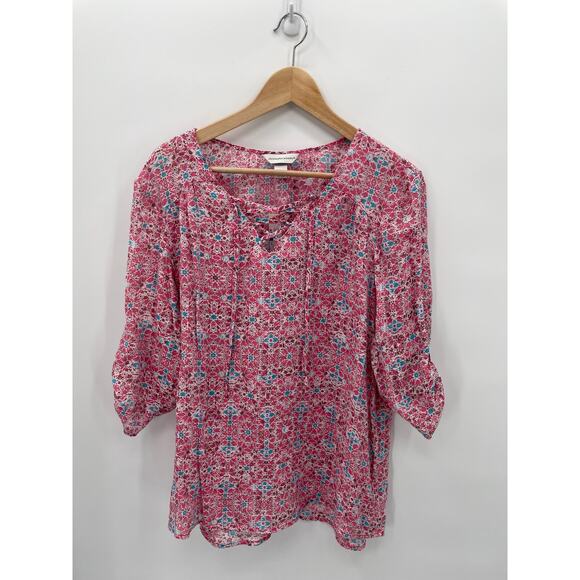 CHRISTOPHER & BANKS NWT Pink Pattern Blouse // L - Picture 1 of 4